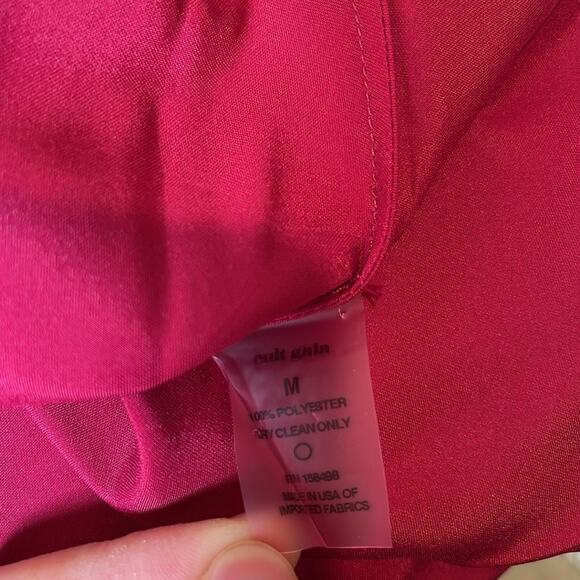 CULT GAIA Azaelia Gold Ring Shoulder Detail Cowl Neck Peony Pink Maxi Dress Sz M - Picture 13 of 13